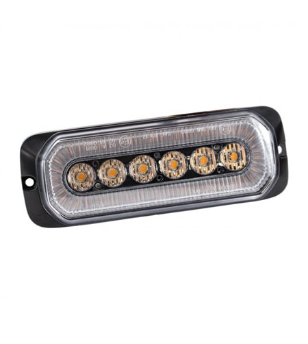 Blixtljus - Ledson - Halo - 5.1" - 13cm - Klar - Positionsljus Vit/Röd - 14 blixtmönster - Bärnsten - R65 - 12V-24V - 