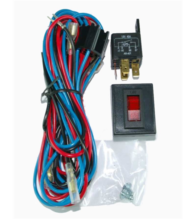 Kabelset incl schakelaar, relais en zekering 12V, 3 lampen - 1023-2055 - Bekabeling & Electronica - Verstralershop