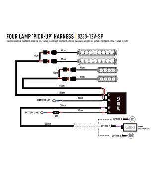 Lazer Wiring set 4 lamp without switch (12V) - 8230-12V-SP