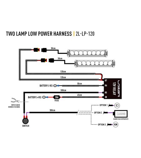 Kabelset - Lazer - 2 lampen - 2 pins - Superseal - 12V
