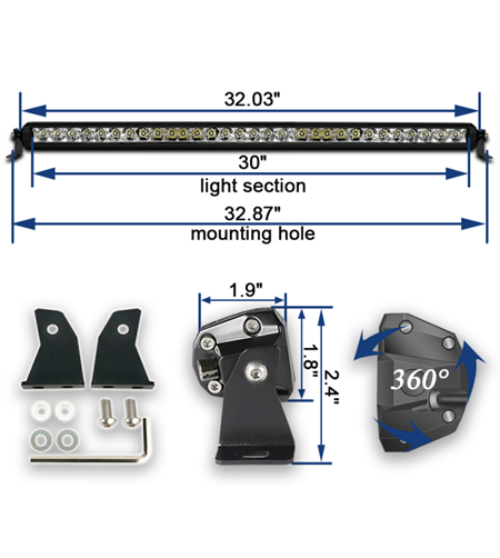 LED Lightbar - Angry Moose - Single NS 5 - 30 - 32" - 81.2cm - Driving Spot Combo