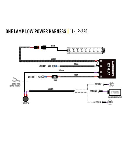 Kabelset - Lazer - 1 lamp - Incl. schakelaar - 2 pins - Superseal - 12V