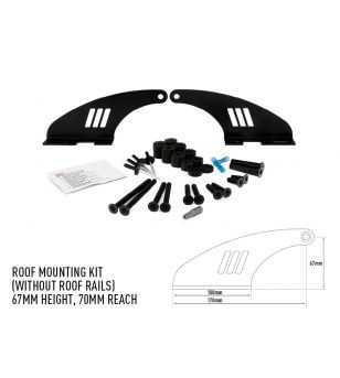 Lazer Roof Mounting Kit 67mm 70mm reach (Auto's zonder roofrails) - 3001-B-67-K