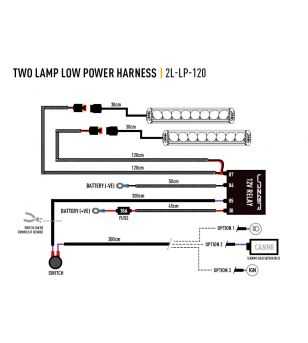 Kabelsats - Lazer - 2 lampor - inkl strömbrytare - 2 pinnar - Superseal - 12V 