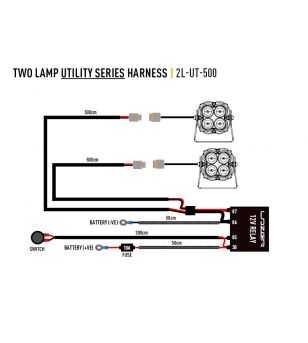 Lazer kabelset Utility - 2 lampen - met schakelaar (12V) - 2L-UT-500