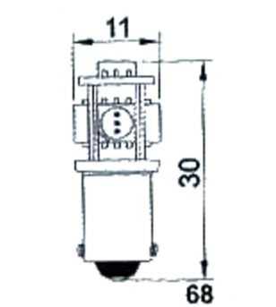 BA9S /T4W 24V 5 led Wit (10W) - 340951 - Verlichting - Verstralershop