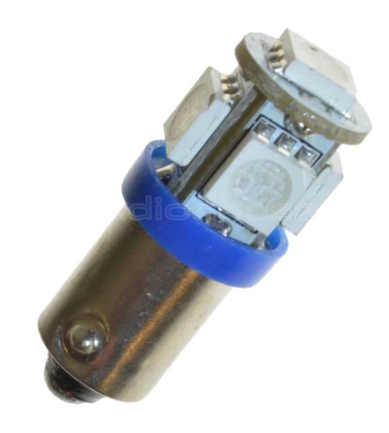 BA9S /T4W 12V 5 led Blauw (8W) - 320954 BA9S /T4W 12V 5 led Blauw (8W) - 320954