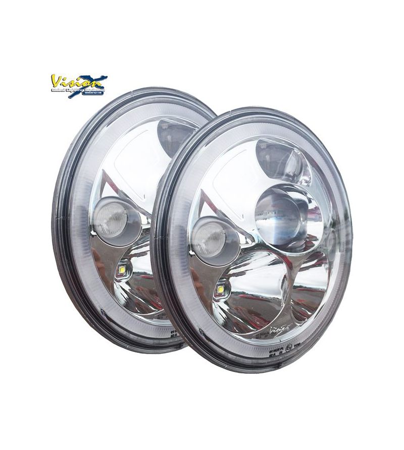 VISION X Vortex 7" LED Headlights Kit E-Approved Chrome - XIL-7RELKIT - Lights and Styling