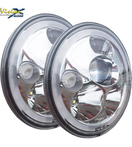 VISION X Vortex 7" LED Headlights Kit E-Approved Chrome - XIL-7RELKIT - Lights and Styling