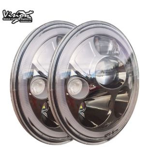 VISION X VORTEX 7" LED Headlights Kit E-Approved Black Chrome - XIL-7RDBKIT - Lights and Styling