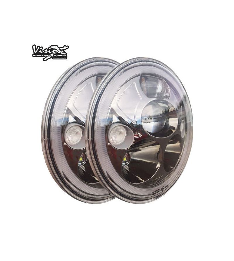 VISION X VORTEX 7" LED Headlights Kit E-Approved Black Chrome - XIL-7RDBKIT - Lights and Styling