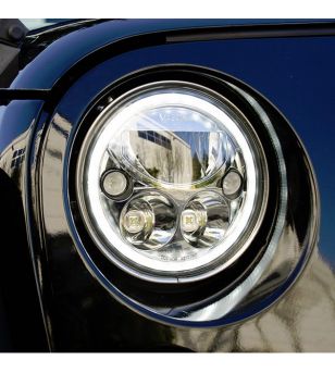 Headlight - VisionX - Vortex - 7'' - Chrome - stainless steel/chrome - Black - Driving - Set