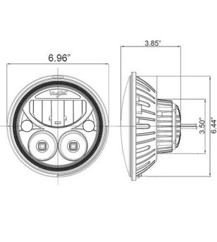VISION X VORTEX 7" LED-Scheinwerfer-Kit E-geprüft Schwarz Chrom - XIL-7RDBKIT - Lights and Styling