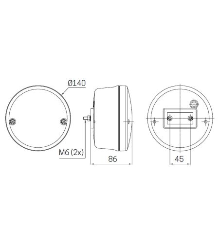 Achterlicht - SIM - 3164 - 5.5" - 14cm - Helder - Achteruit - 12V-24V