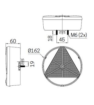 SIM 3185 Bakljus 16cm - VÄNSTER