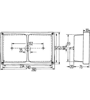 Hella achterlicht opbouw/inbouw links/rechts halogeen - 2SD 004 431-011 - Verlichting - Verstralershop