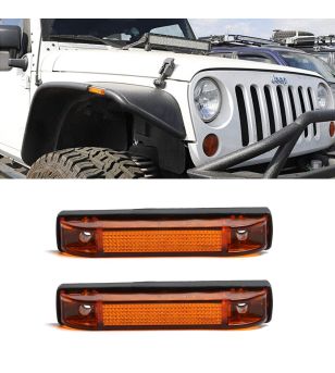 Amber Fender Flare Side Marker Light Lamps for Jeep Wrangler TJ JK