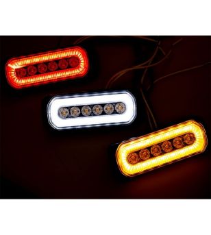 Blixtljus - Ledson - Halo - 5.1" - 13cm - Klar - Positionsljus Vit - 14 blixtmönster - Bärnsten - R65 - 12V-24V -