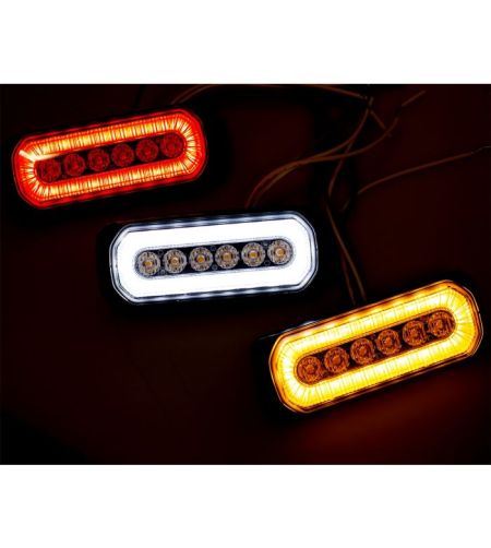 Blitzleuchte - Ledson - Halo - 5.1" - 13cm - Klar - Positionslicht Weiß - 14 Blitzmuster - Amber - R65 - 12V-24V 