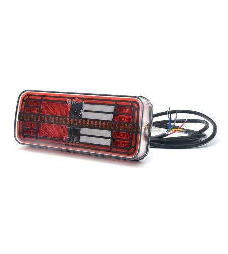 Rückleuchte - WAS - W25 DD - 7.9" - 20cm - Klar - LED - Dynamisches Blinklicht - Rück - Brems - Blink - Rückfahr - Nebel - Reflektor - 12V-24V - 