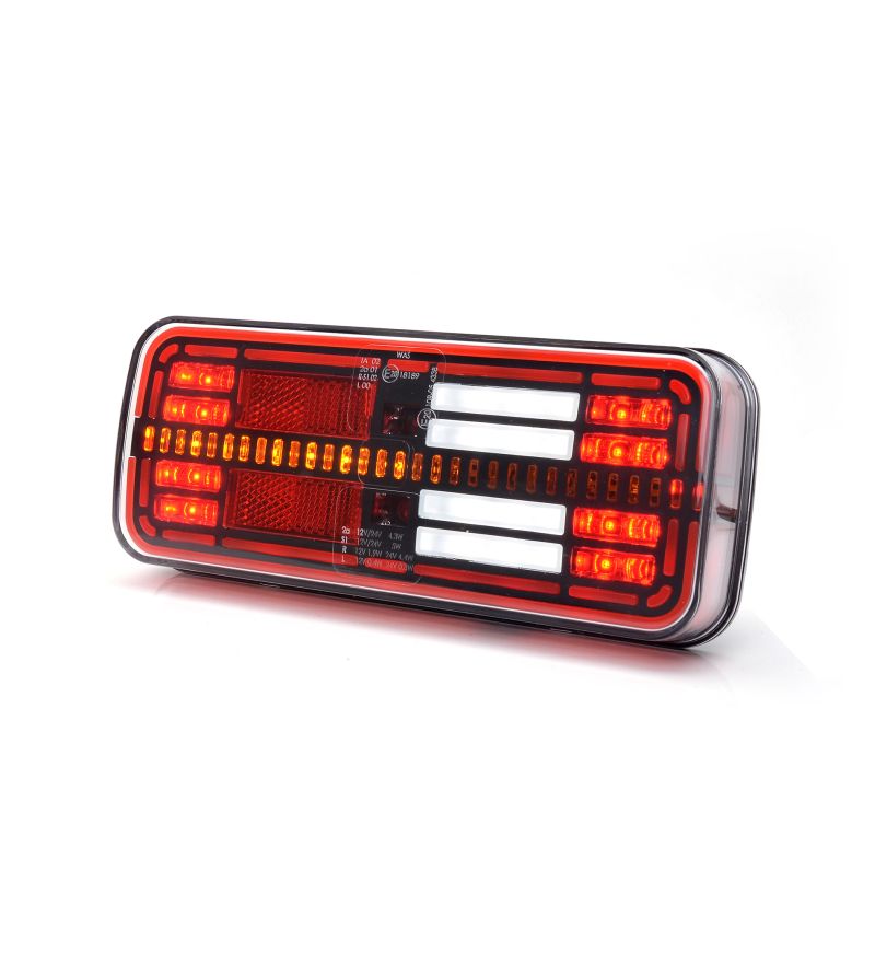 Tail light - WAS - W25 DD - 7.9" - 20cm - Clear - LED - Dynamic indicator - Tail - Brake - Ind - Rev - Fog - Reflector - 12V-24V Tail light - WAS - W25 DD - 7.9" - 20cm - Clear - LED - Dynamic indicator - Tail - Brake - Ind - Rev - Fog - Reflector - 12V-24V