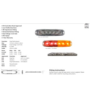 Extra dun achter-/rem-/richtingaanwijzer in helder glas (E-gekeurd, 12-24V) - 6504826