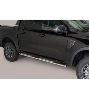 Ford Ranger 2023+ Double Cab Oval Design Side Protections Inox - DSP/295/IX