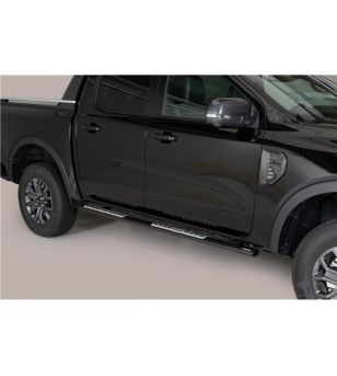 Ford Ranger 2023+ Double Cab Oval Design Side Protections Inox Black Powder Coated - DSP/295/PL