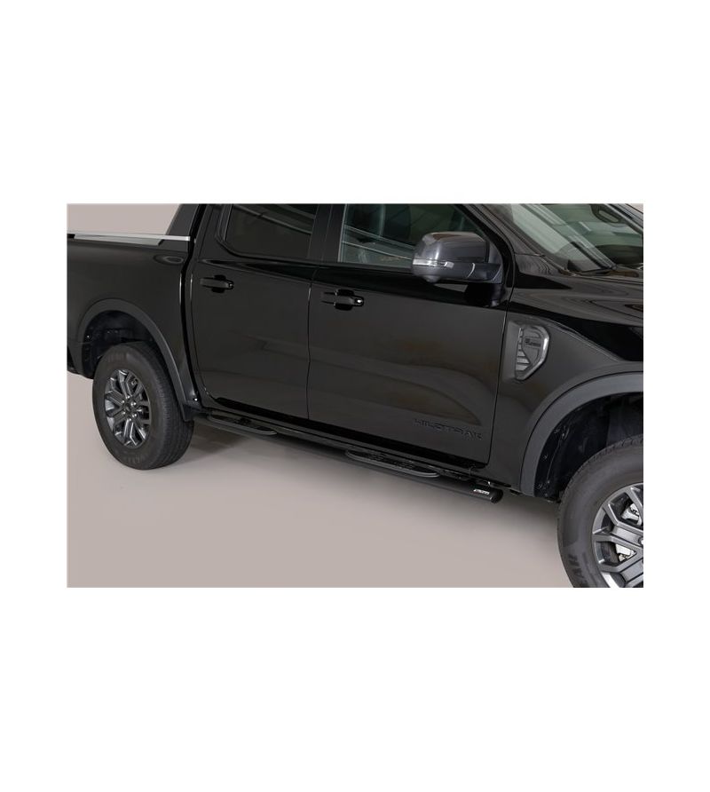 Ford Ranger 2023+ Double Cab Oval Grand Pedana (Oval Side Bars with steps) Inox Black Powder Coated - GPO/295/PL Ford Ranger 2023+ Double Cab Oval Grand Pedana (Oval Side Bars with steps) Inox Black Powder Coated - GPO/295/PL
