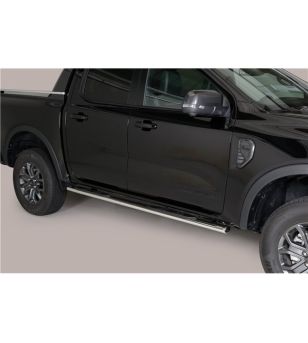 Ford Ranger 2023+ Double Cab Oval Grand Pedana (Oval Side Bars with steps) Inox - GPO/295/IX