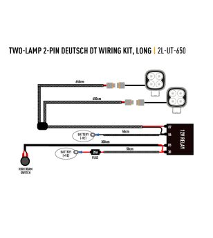 Kabelsatz - Lazer - Extra Lang - 2 Lampen - inkl. Schalter - 2 Pins - Deutsch DT - 12V