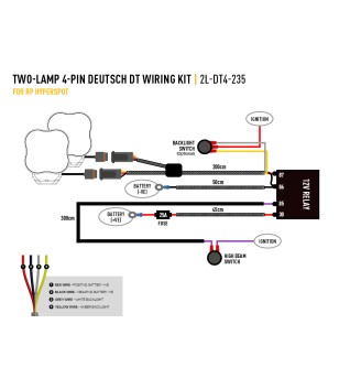 Kabelsatz - Lazer - 2 Lampen - inkl. Schalter - 4 Pins - Deutsch DT - 12V