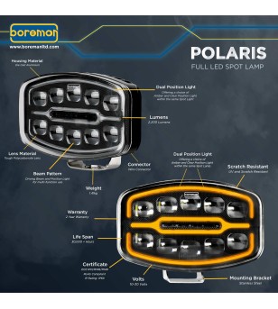 Boreman LED Körlampa med ljusskena - Smoked Krom - 1001-1630