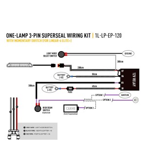 Kabelsatz - Lazer - 1 Lamp - Elite+ - inkl. Schalter - 3 Pins - Superseal - 12V