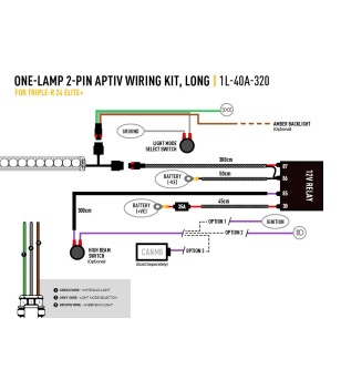 Kabelset - Lazer - 1 lamp - 2 pins - Aptiv - 12V