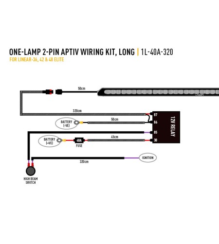 Kabelsats - Lazer - 1 lampa - 2 pinnar - Aptiv - 12V
