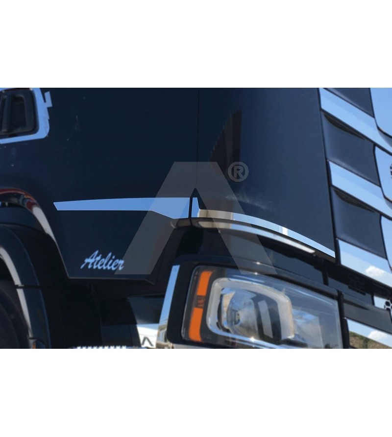 SCANIA R/S Serie 16+ CABIN SIDE PROFILES - AP023SNS - RVS / Chrome accessoires - Verstralershop SCANIA R/S Serie 16+ CABIN SIDE PROFILES - AP023SNS - RVS / Chrome accessoires - Verstralershop