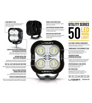 Lazer Utility 50 blixt/bakljus - 00U50-STRB-RED-B - Lights and Styling