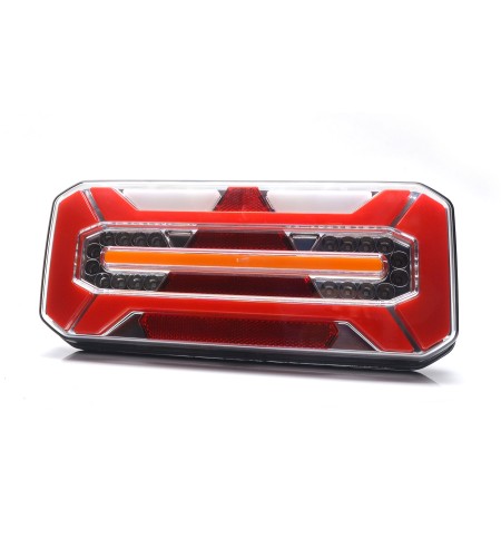 Bakljus - WAS - W184 DD - Höger - 12" - 30.6cm - Klar - LED - Dynamiskt blinkljus - Bak - Broms - Blink - Back - Dim - Reflektor - 12V-24V 