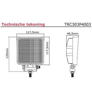 Werklamp - Tralert - TRC 303P - 5'' - 40cm kabel - Work / Scene