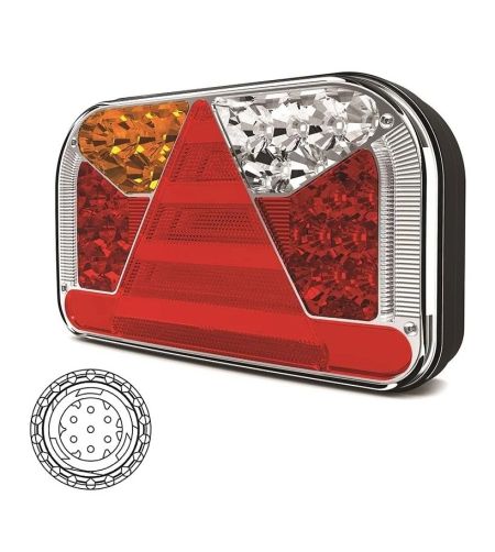 Rückleuchte - Fristom - V10C7 Lavaflow - 7-pins AMP - 24cm - Links - Multifunction - 12V-24V