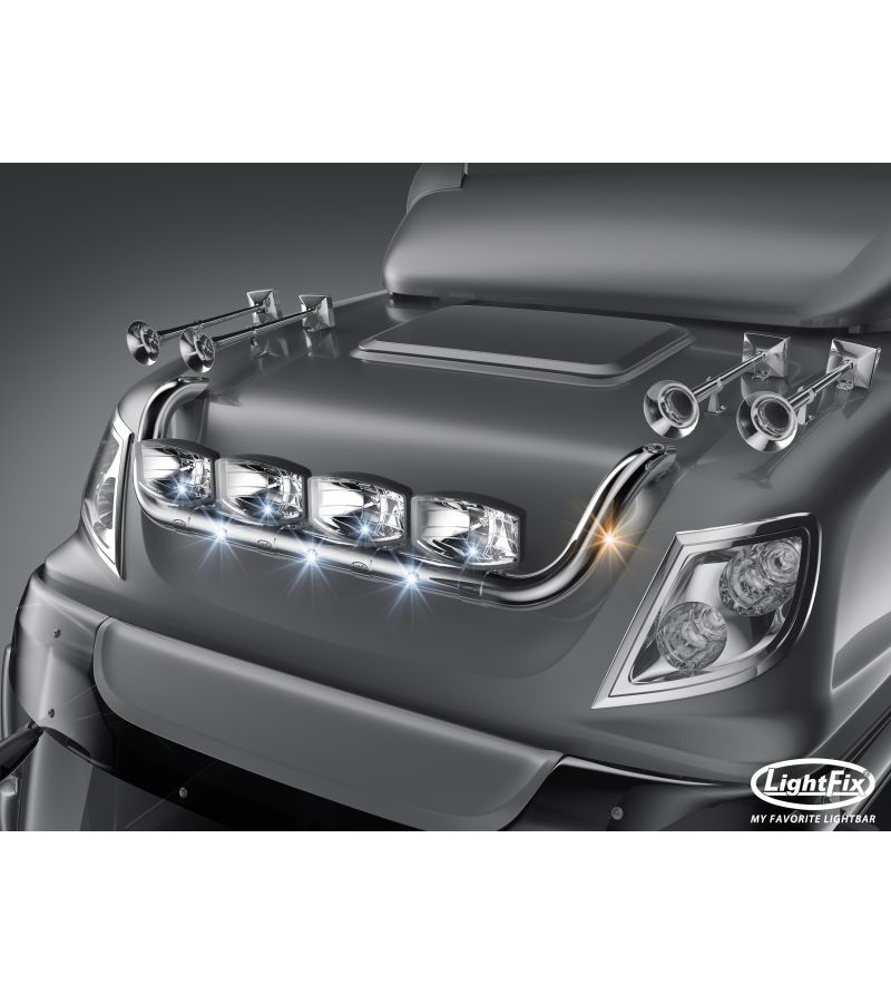 Takbåge - Lightfix - Sky-light - Förkablad - Högblankt rostfritt stål - DAF - CF - Space Cab - 2015-2022 Takbåge - Lightfix - Sky-light - Förkablad - Högblankt rostfritt stål - DAF - CF - Space Cab - 2015-2022