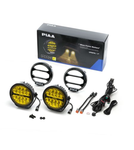 Extraljus - PIAA - LPX 570 - 7'' - Gul - ION gul - Positionsljus GulDriving - Set