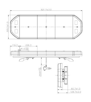 Blixtljusramp - 247 Lighting - Eclipse II - Full LED - 76mm - inklusive fäste - 10 Blixtmönster - Bärnsten - R65 - 12V-24V - 