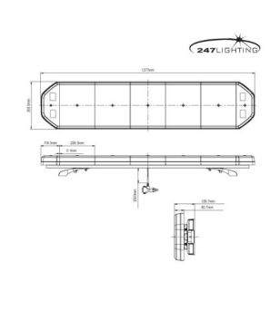 Flitsbalk - 247 Lighting - Eclipse II - Full LED - 138cm - inclusief voeten - 10 Flitspatronen - Amber - R65 - 12V-24V