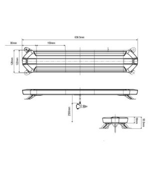 Warning light bar - 247 Lighting - Atlas - Full LED - 64cm - standing legs included - 11 Flash patterns - Amber - R65 - 12V-30V