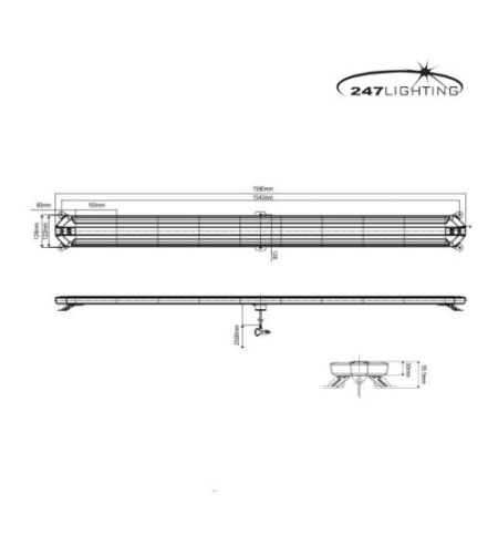 Flitsbalk - 247 Lighting - Atlas - Full LED - 62.6" - 159cm - Helder - inclusief voeten - 11 flitspatronen - Amber - R65 - 12V-30V