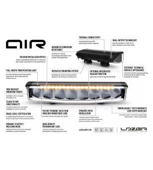 LED Light bar - Lazer - Air 90 - 16" - Position light White/Amber - multiple flash patterns - Driving