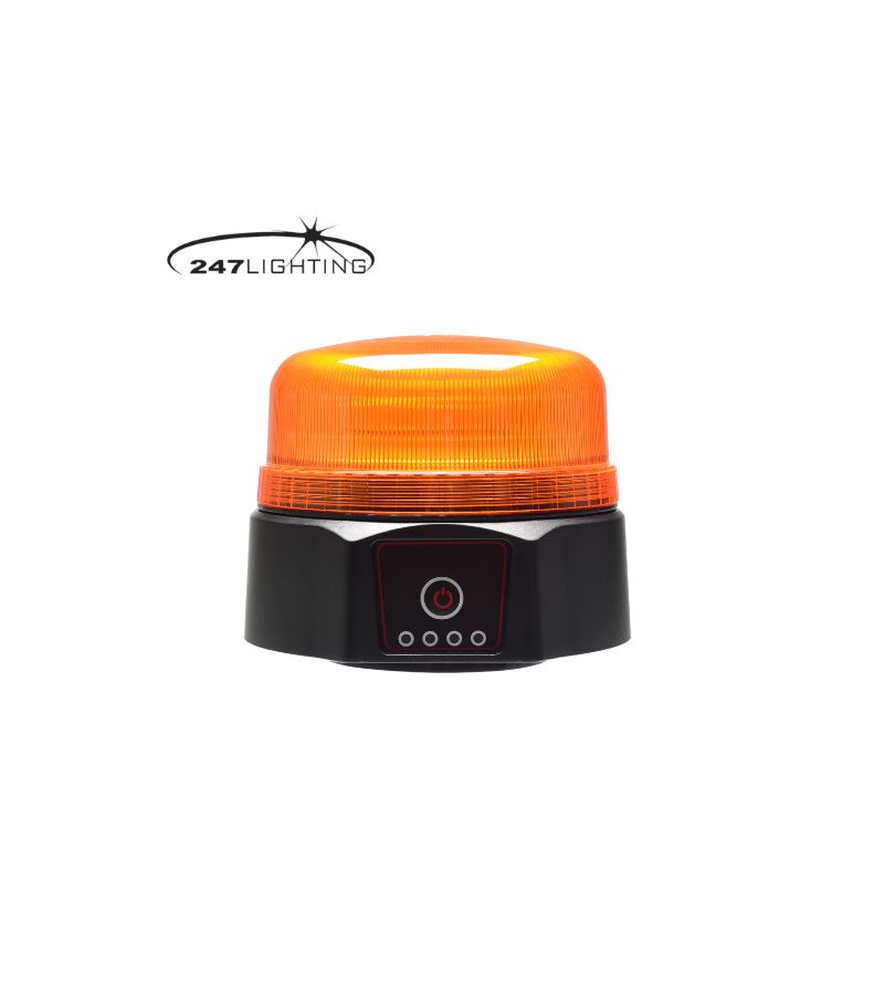 Zwaailamp - 247 Lighting - Magnetisch - 12cm - Oplaadbaar - 2 Flitspatronen - Amber - R65 - 12V-24V Zwaailamp - 247 Lighting - Magnetisch - 12cm - Oplaadbaar - 2 Flitspatronen - Amber - R65 - 12V-24V