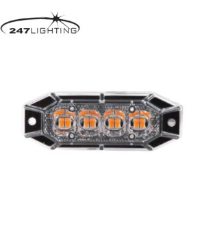 Blixtljus - 247 Lighting - 8-Led - 10cm - 11 Blixtmönster - Bärnsten - R65 - 12V-24V -
